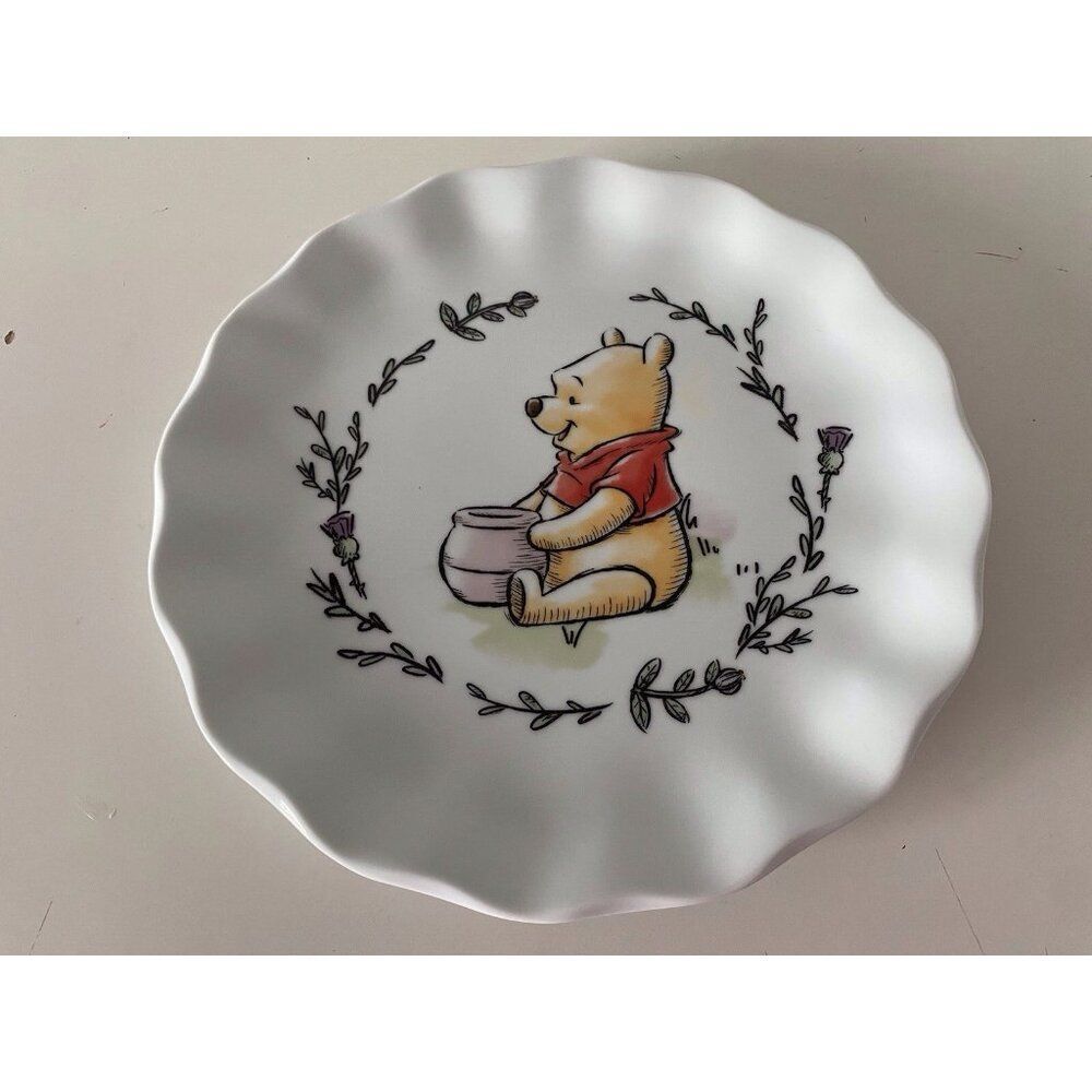 Disney Winnie The Pooh Walk Along Scalloped Dinner Ceramic Plate 10 3/4" NEW‎